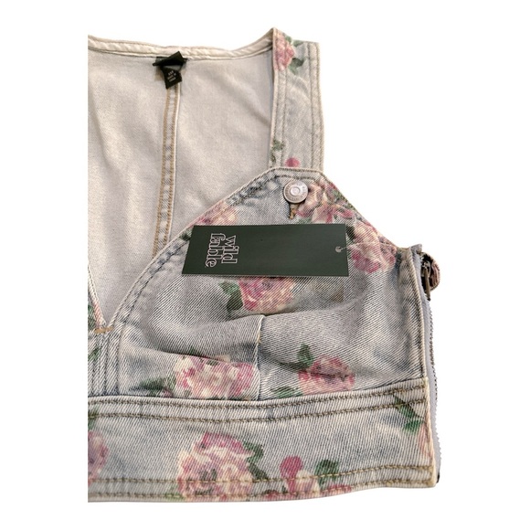 Wild Fable Denim Floral Crop Top XXS – Light Wash - Picture 5 of 9